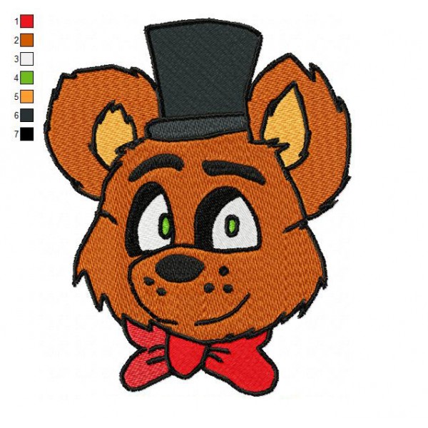 Freddy Fazbear Head Embroidery Design