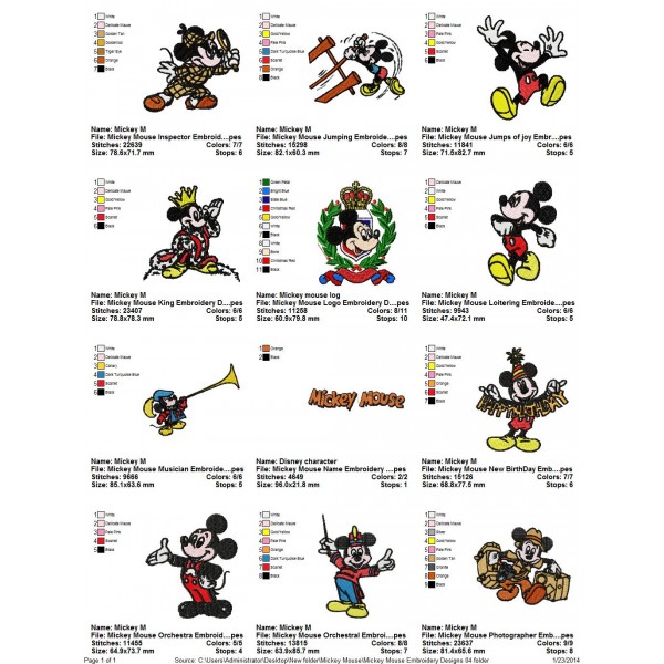 Collection Mickey Mouse Embroidery Designs 04