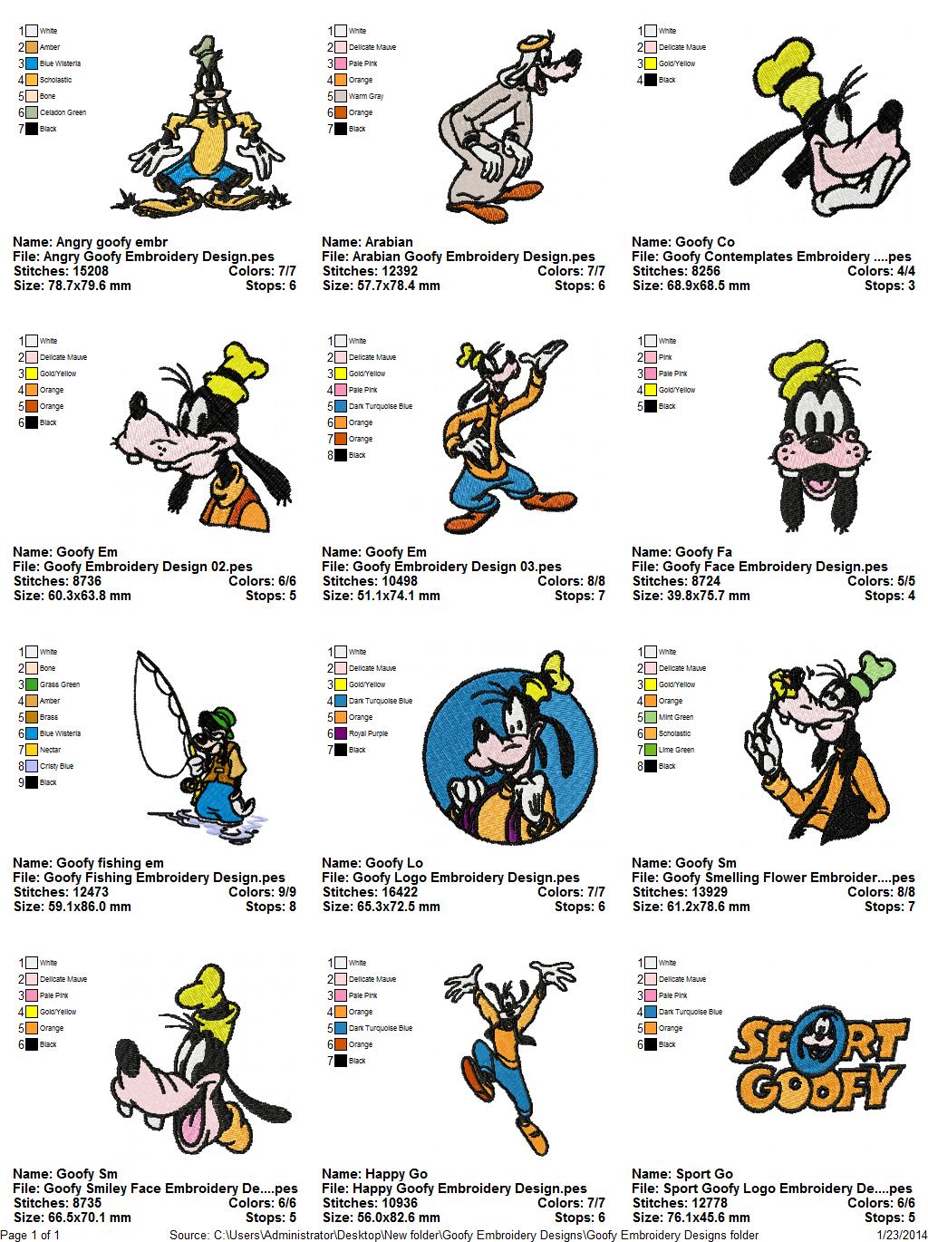 Collection Goofy Embroidery Designs