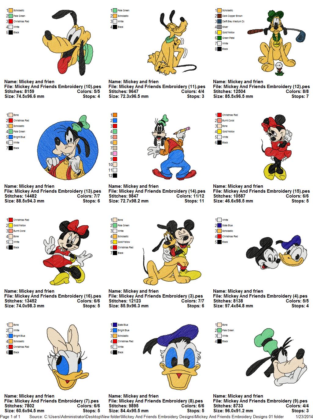 Collection Mickey And Friends Embroidery Designs 01