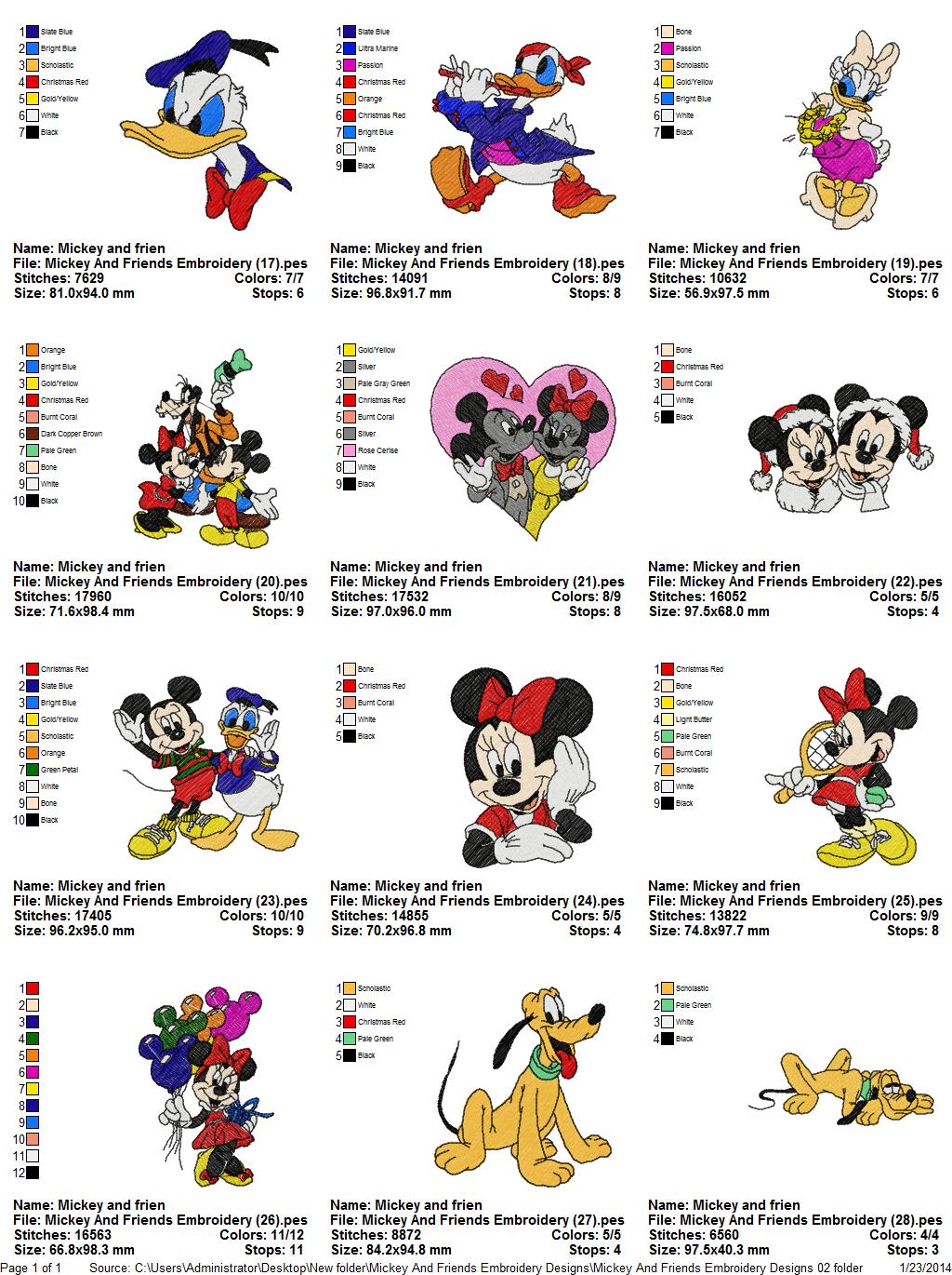 Collection Mickey And Friends Embroidery Designs 02